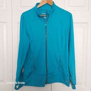 Ideology‎ Womens Teal Full-Zip Jacket L With Thumbholes & Pockets